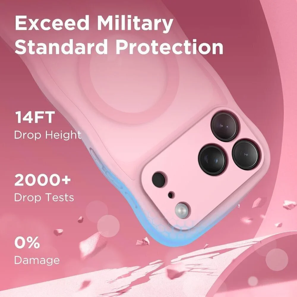 Women Peach Pink Iphone 17 Pro Max Case Full Camera Protection Mag Safe
